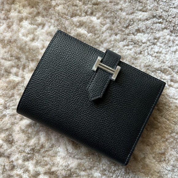 Hermes Bearn Compact Wallet black with palladium hardware - Orig. $2450 plus tax - Picture 4 of 7